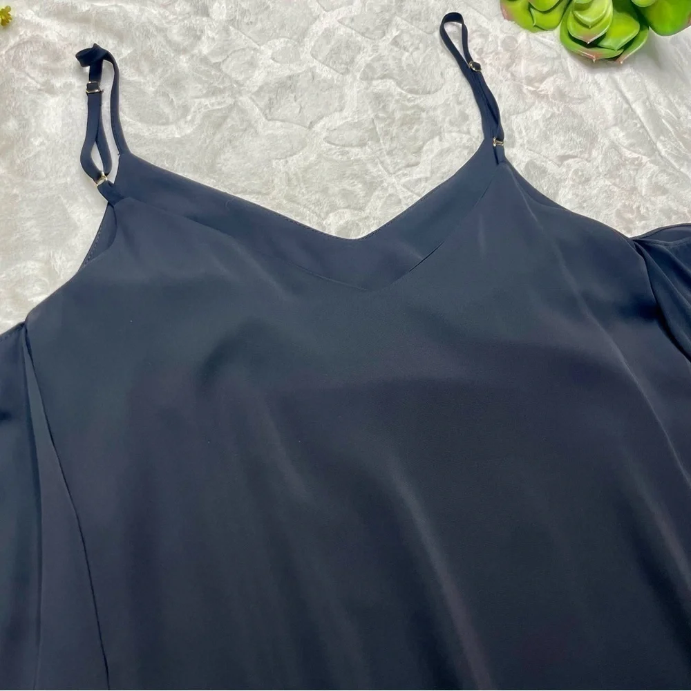 Amanda Uprichard Gianna Cold Shoulder Ruffle Sleeve Shift Dress in Black Size S